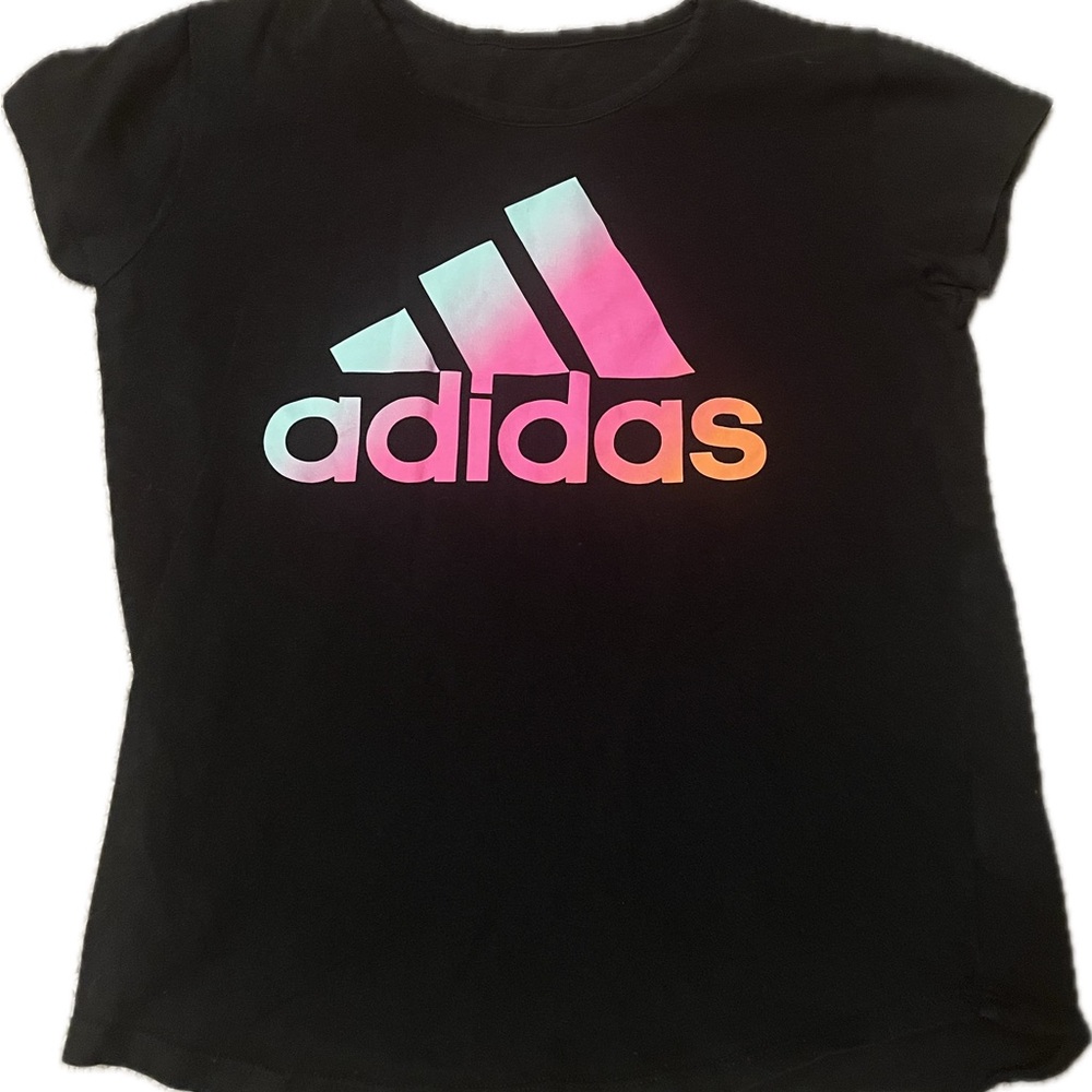 Adidas Kids Black T-Shirt with Multicolor Logo